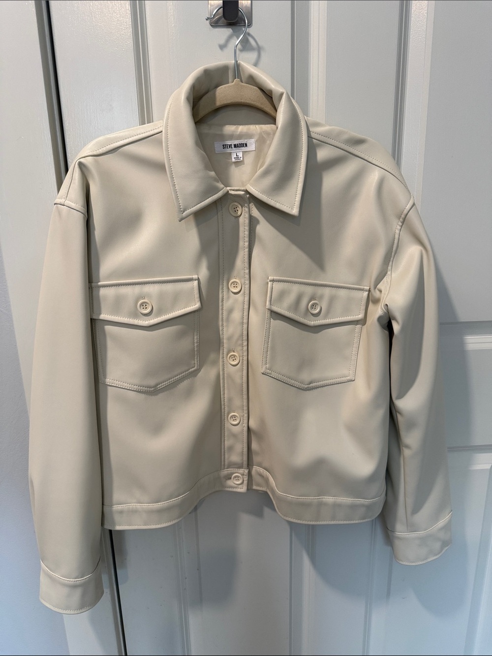 Steve Madden Cream Leather Jacket